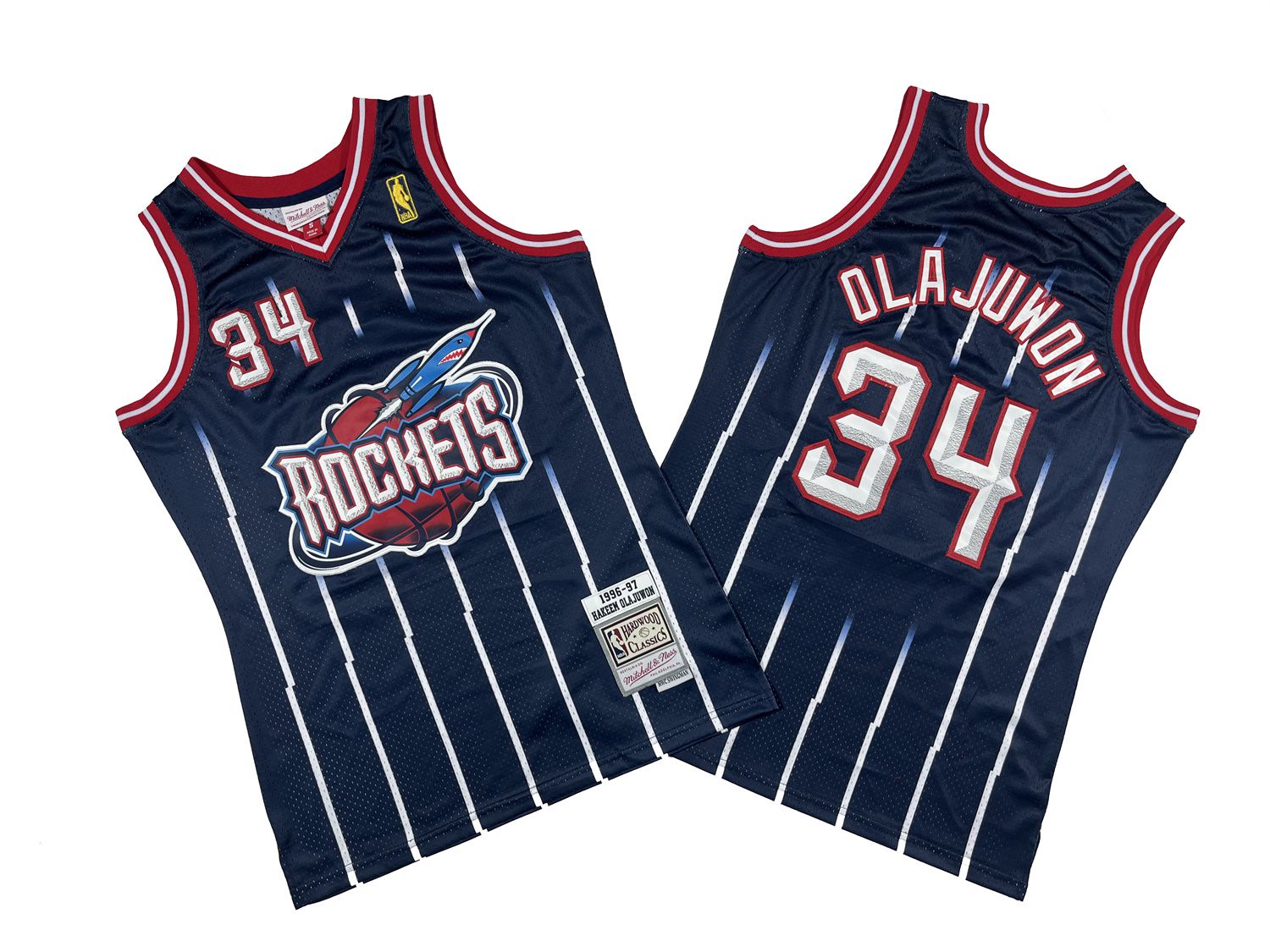 Men Houston Rockets #34 Olajuwon Blue Throwback NBA Jersey